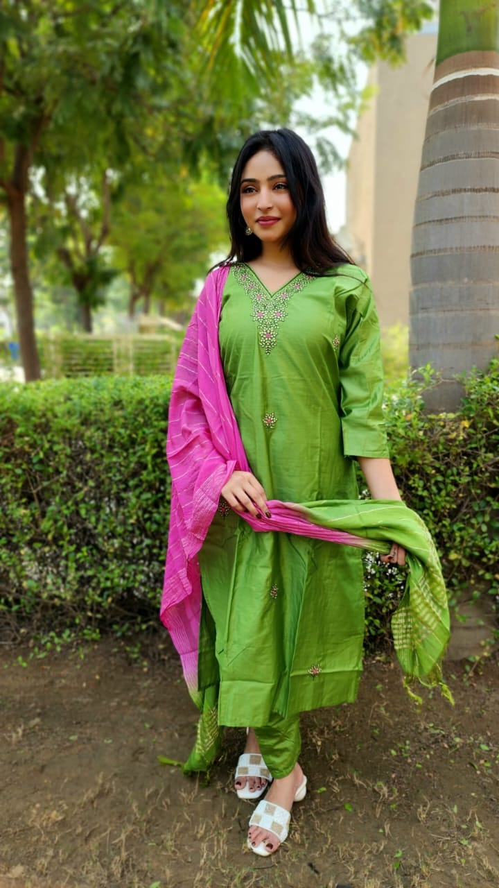 Virat Designer V Neck Kurti With Bottom Dupatta Catalog